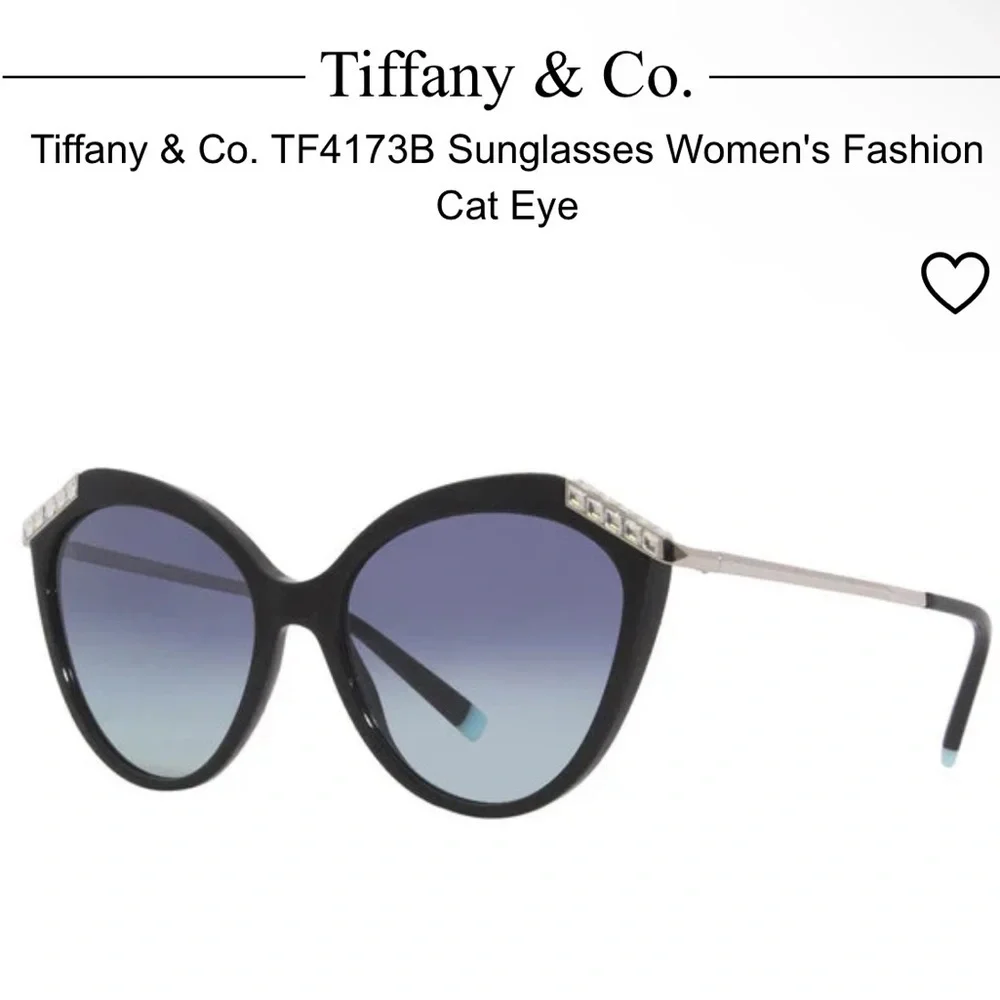 NEW Tiffany & Co. Silver Black Crystals TF4173-B 8001/9S 55-17-140 Sunglasses OS